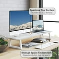 White Dual Monitor Riser, 31.5 inch Long Monitor Stand Riser Wide TV