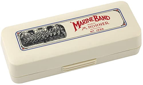 Hohner Marine Band 1896 Harmonica - Key of A Bundle with Case, Pouch, Austin Bazaar Online Manual, and Polishing Cloth