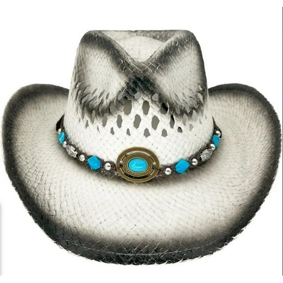 KIDS WHITE Tea Stain Cowboy Hat SHAPEABLE Girls Summer Beach WESTERN Cowgirl - New with box/tags