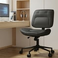 thumbnail image 2 of Erinnyees Black Armless Office Chair: PU Leather Mid-Back, Adjustable Height & 360° Swivel Rolling Desk Chair for Home & Small Spaces, 2 of 9