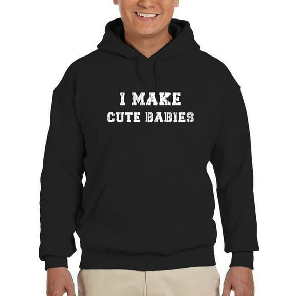 Smartprints Mens Graphic Hoodie Black - I Make Cute Babies Cotton Blend Regular Fit