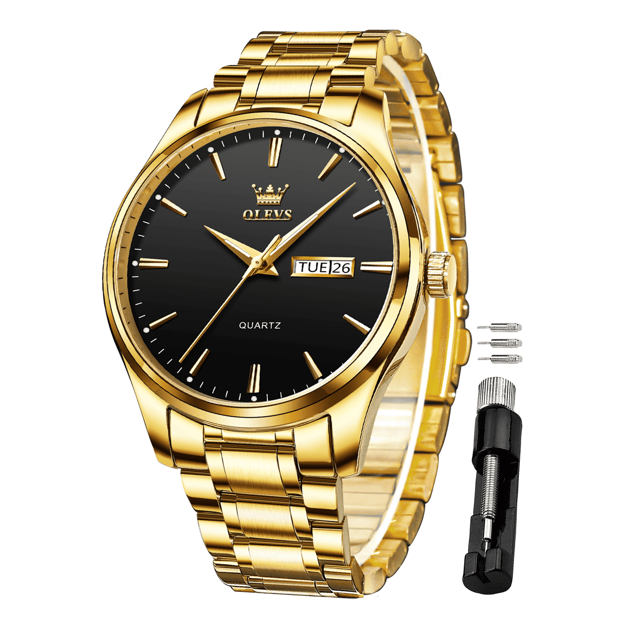 OLEVS Classic Men Watches with Date,Stainless Steel Man Watch with Date, Bussiness Watches for Men,Luminous Quartz Mens Watches Black/White/Blue, Waterproof Male Reloj para Hombre