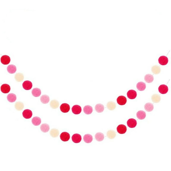 Chmadoxn 2 Pieces Wool Felt Ball Garland Colorful Pom Pom Garland 13 Feet Long 48 Ball Garland for Winter Christmas Easter Thanksgiving Halloween Wall Decoration