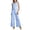Blue, variant on Unir Women Relaxed Lace 2 Piece Casual Suit, Lapel Sleeveless Hollow Embroidery Vest & Scalloped Hem Wide Leg Pants Breathable Lightweight Summer Daily Wear Solid Pastel Shades S-XXXL