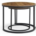 thumbnail image 5 of Round Nesting Tables, Sofa Side Table Set of 2, Coffee Table | End Tables for Living Room Bedroom Balcony, Walnut Top Stacking Coffee Table with Black Steel Frame Black | Brown, 5 of 8