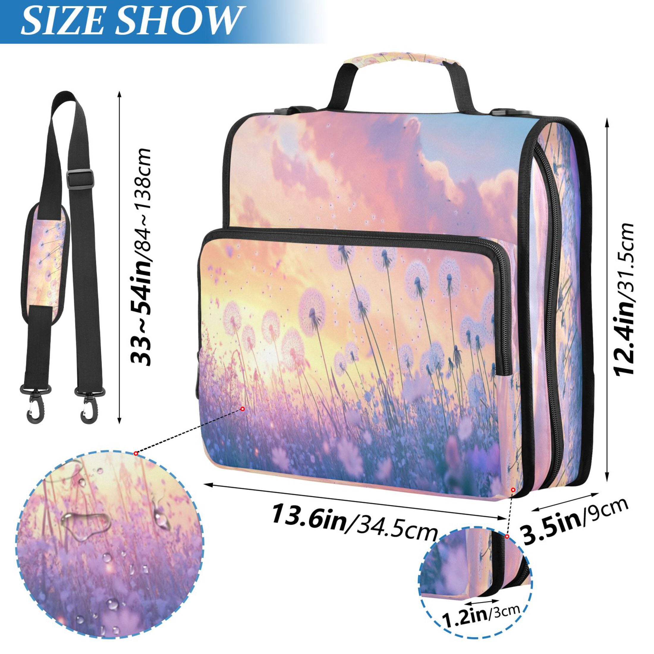 YAZAOO Zipper Binder trapper keeper Documents Organized Design Dandelions in Colorful Field Printed