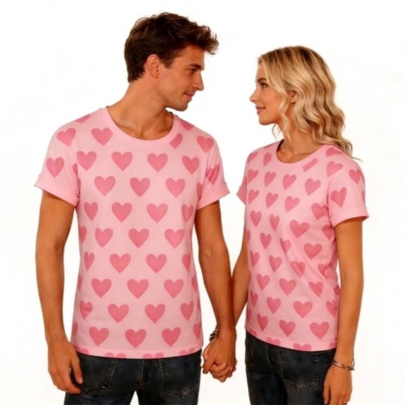 Womens Mens Valentines Day Graphic Tees Short Sleeve Couple Bow Tee Shirts Valentine Boyfriend Girlfriend Matching Tops, M Pink