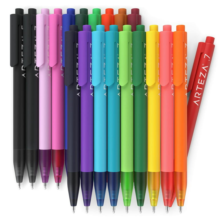 Arteza Retractable Gel Ink Colored Pens Set, Assorted Colors, 20 Pack 