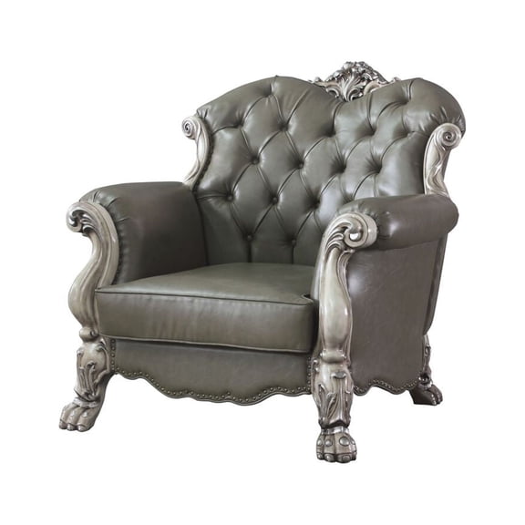 Dresden Chair with Pillow in Vintage Bone White and PU