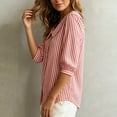thumbnail image 4 of Siminsem Womens Casual Loose Fit Blouse Doll Collar Striped Mid Sleeve Tops Spring Summer 2026 Lightweight Trendy Dressy Work Outfits Cute Vacation Shirts, Red, L, 4 of 5