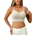 thumbnail image 5 of WTOBBY Wire-Free Women's Camisole with Removable Chest Pad, Sexy Oversized Comfort Fit Sleepwear, Plus Size Stretchy Soft Tank Top for Layering and Support,Beige L, 5 of 5