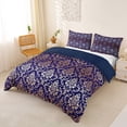 thumbnail image 3 of jejeloiu Rustic Damask Duvet Cover Queen,Royal Print Queen Bedding For Adults,Navy Gold,Navy Blue Reversible,3pcs,1 Duvet Cover and 2 Pillowcases, 3 of 6