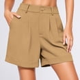 thumbnail image 2 of Aihuaihua Womens Shorts Dressy High Waisted Wide Leg Tailored Shorts Pleated Business Casual Work Trouser Shorts Khaki L, 2 of 7