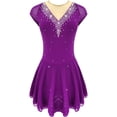 thumbnail image 2 of LIUHUO Custom Black Blue Purple Red Pink Spandex Ice Skating Dresses for Women & Girls - High Elasticity, V - Diamond Chest Decoration, 2 of 8