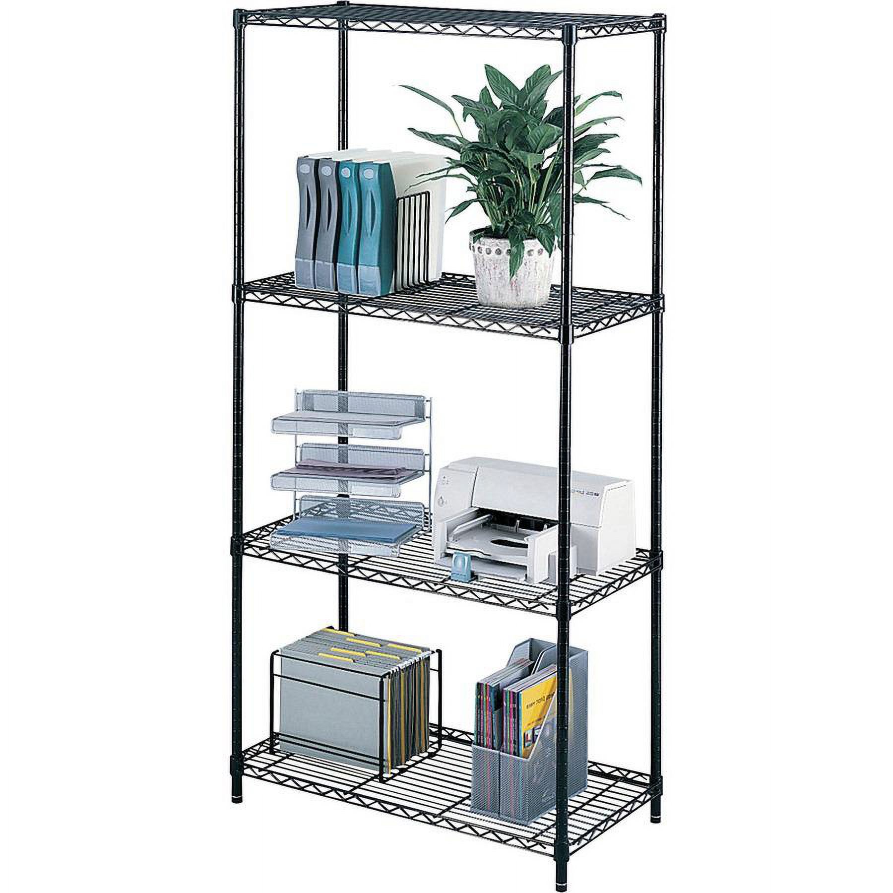 Safco Industrial Wire Shelving Starter Kit, Four-Shelf, 48w x 18d x 72h, Black - image 3 of 4