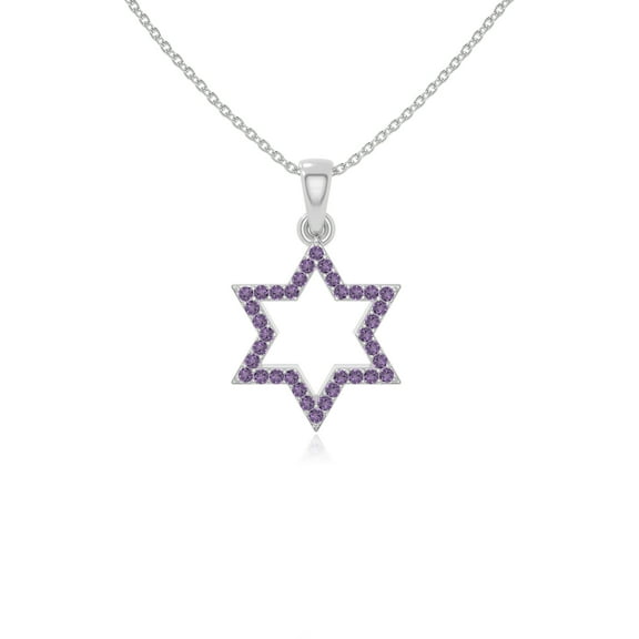 Natural Amethyst Star of David Pendant Necklaces for Women in Sterling Silver, February Birthstone Jewelry Gifts for Her Birthday, Wedding Anniversary, Graduation, Mothers Day,Christmas, Valentines