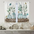 thumbnail image 2 of Farmhouse Kitchen Curtains 27.5Wx39H Inch Rod Pocket Rustic Eucalyptus Decor Retro Green Leaf Flower Butterfly Vintage Wood Barn Door Small Bedroom Living Room Window Drapes Fabric 2 Panel, 2 of 4