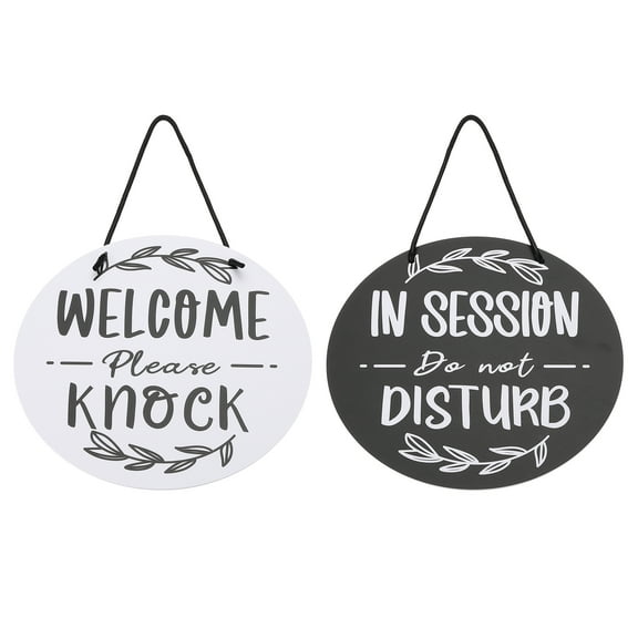 Uxcell Welcome Please Knock Sign, in Session Do Not Disturb Sign, White Black, 9" x 9"