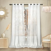 Melodieux Semi Sheer Linen-Look Curtains, Grommet Top, White, Various Colors and Sizes Available