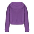 thumbnail image 5 of ZQUUVOU Women's Cropped Jacket Fall Winter Long Sleeve Reversible Fleece Jacket Full Zip Hooded Outerwear for Casual Warm Purple, 5 of 9