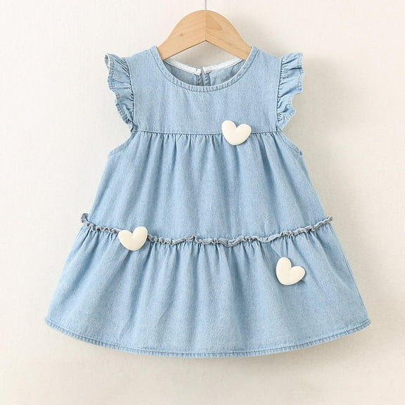 HOMADLES Toddler Girls Dress Sleeveless Denim Soft Print Stretch Summer Princess Dress Light Blue 6 Months