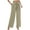 Khaki, variant on Women's Wide Leg Lounge Pants - High-Waisted Lightweight Trousers with Pockets & Adjustable Tie Knot (Loose Fit & Elastic Waist for Work/Casual)