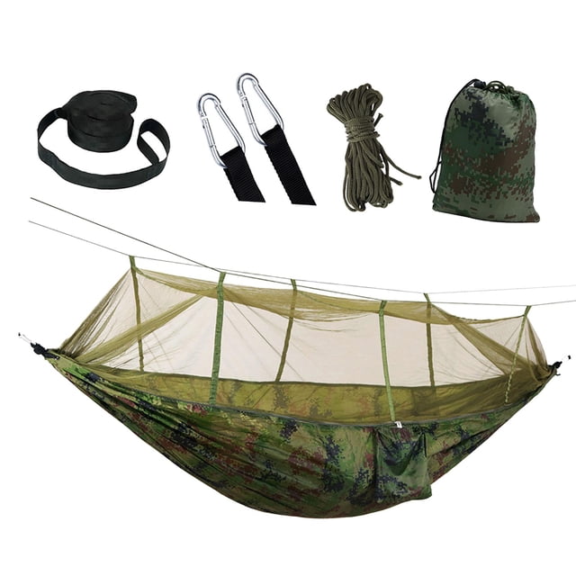Hamaca para acampar, columpio, cama, accesorios portátiles, cama para dormir resistente, hamaca para 2 personas para viajes en la playa al aire libre multi