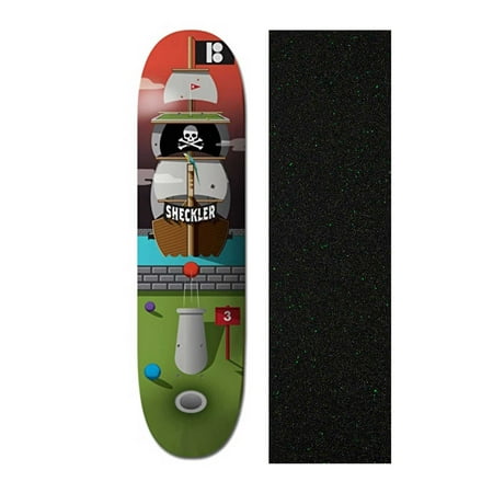Plan B Sheckler Pirate Ship Pro.Spec 8.25 inch Skateboard Deck| Mob Glitter Grip (Best Way To Ship A Skateboard Deck)