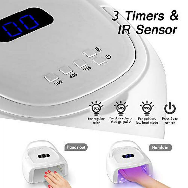 60W Rechargeable UV LED Nail Lamp, Faster Wireless Nail Dryer Gel Polish  Light 42 Beads & Portable Handle, Professional Curing Lamp For Fingernail  and
