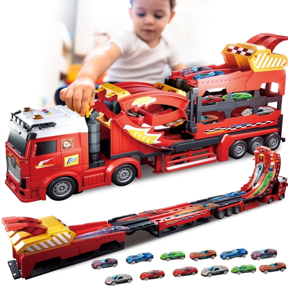 Camión Transportador con Pista de Carreras y 12 Coches de Fundición BuddyBight
