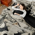 thumbnail image 4 of Feelyou Jungle Deer Family Bedding Comforter Set 7pcs, Western Animal Wildlife King Bedding Sets, Rustic Lake House Reversible Bed Sheets, Ultra Soft Bedroom Decor, 4 of 8