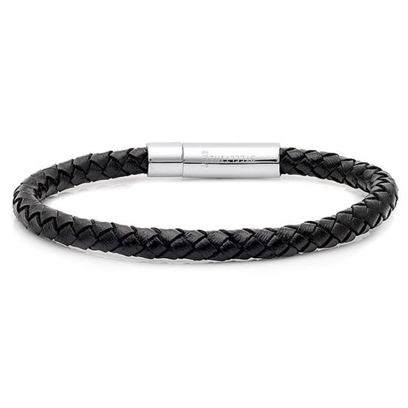 Mens Genuine Leather Bracelet, Black