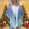 thumbnail image 2 of Women's Fuzzy Sherpa Athletic Hoodie Heavyweight Fleece Jacket Women's Fashionable Printed Warm Pullover Shoulder Down Jacket Long Sleeved Top, 2 of 5