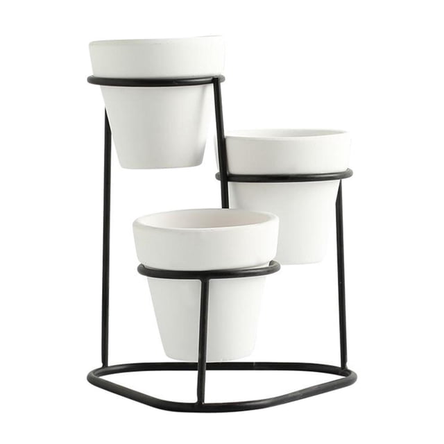 s s decorativas de interior con soporte en miniatura Negro A Sunnimix Jardineras de cerámica en miniatura