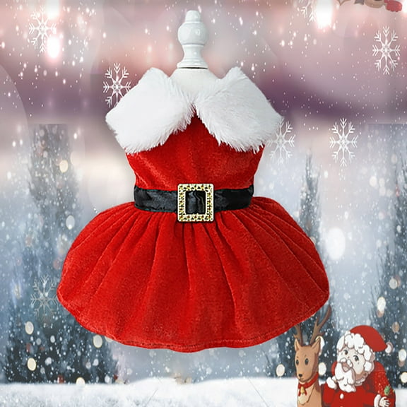 Dog Christmas Puppy Dress, Santa Claus Pet Clothes Velvet Skirt Thermal Shirt Winter Coat Xmas Holiday Apparel Cute Girl Clothing Red Dresses(M)