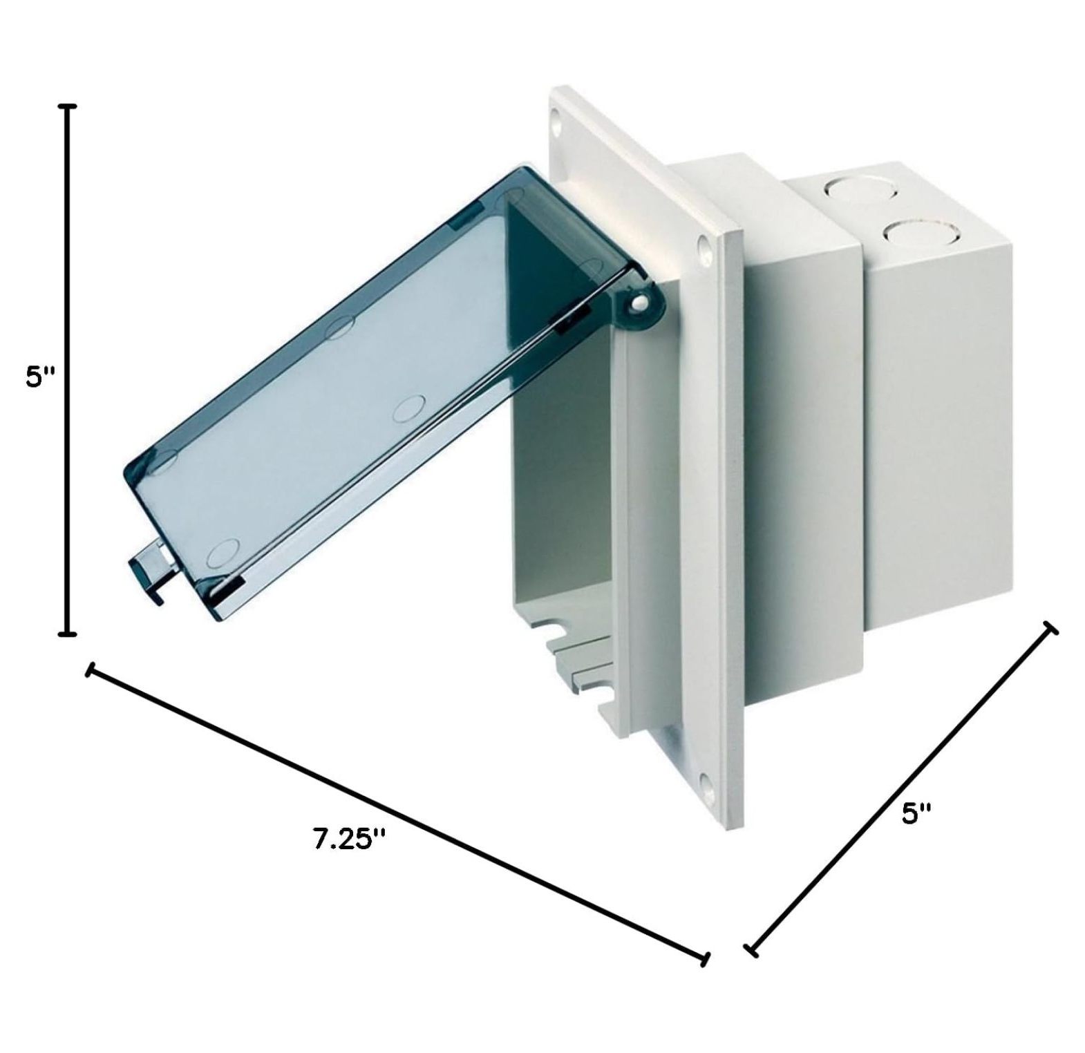 DBVR1C-1 Outdoor Electrical Box - Low Profile In-Box Weatherproof Cover, 1-Gang, Vertical, Clear - Flat Surface Retrofit