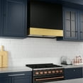 thumbnail image 7 of Akicon 600 CFM Wall Mounted Range Hood, Stainless Steel Range Hood 30 inch, Energy Saving, Ducted Kitchen Hood for Cooking, Powerful Vent Motor, Jet Black with Gold, 7 of 7