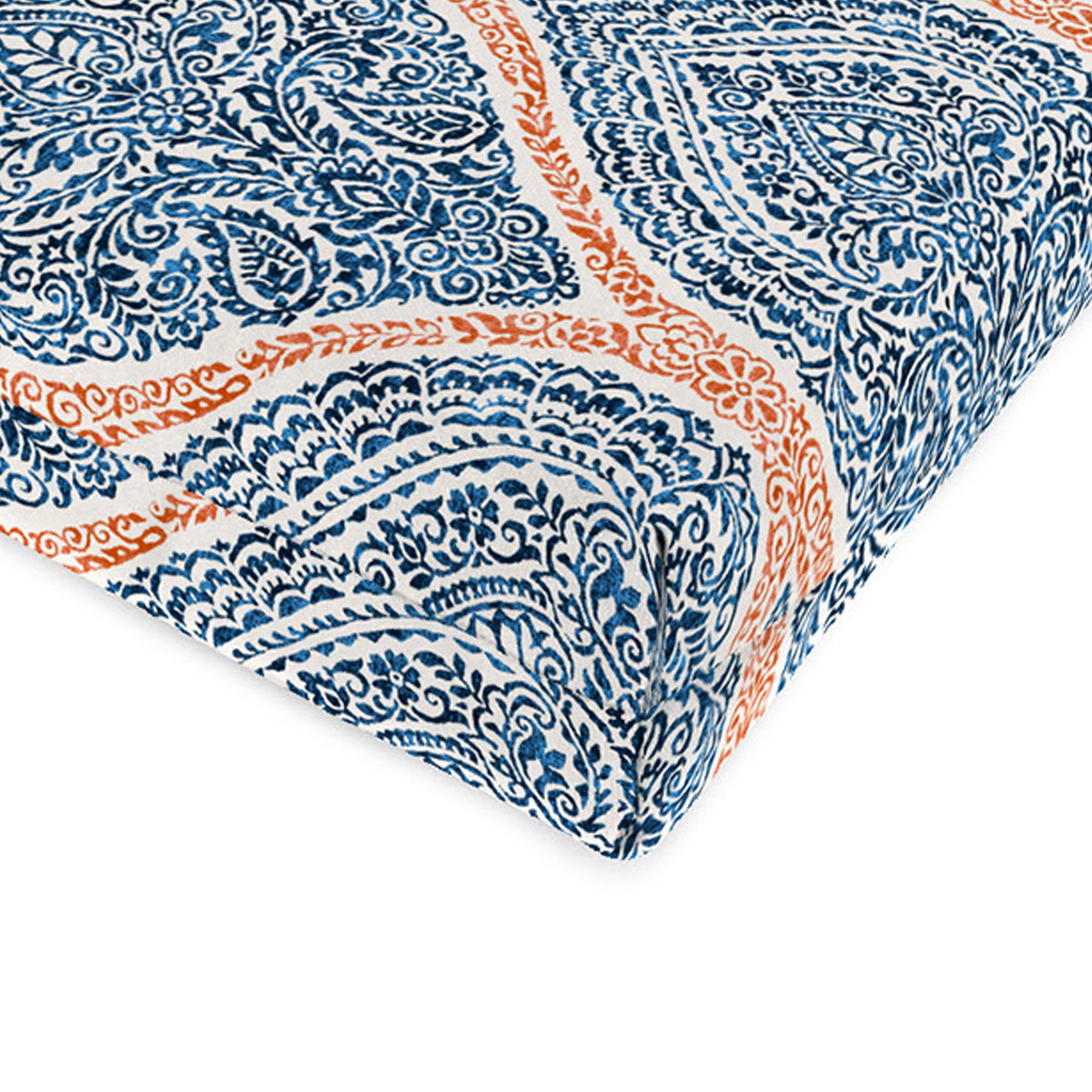 Jordan Manufacturing 45.5" x 23" Andorra Tiger Lily Navy Damask Rectangular Outdoor Chair Cushion with Ties