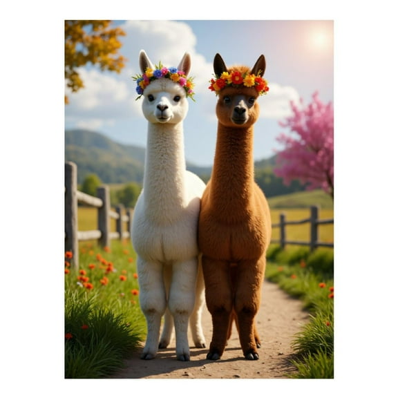 Diamond Art Kit for Adults, Llamas Colorful Flower Meadow Diamond Painting for Adults Beginners, DIY Diamond Art Painting Kits, 5D Diamond Painting Crafts for Home Decor 12x16 Frameless