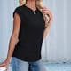 thumbnail image 5 of Camiseta de Corta con Cuello Redondo y Fruncido para Mujer, Color Negro, Talla M, 5 of 8