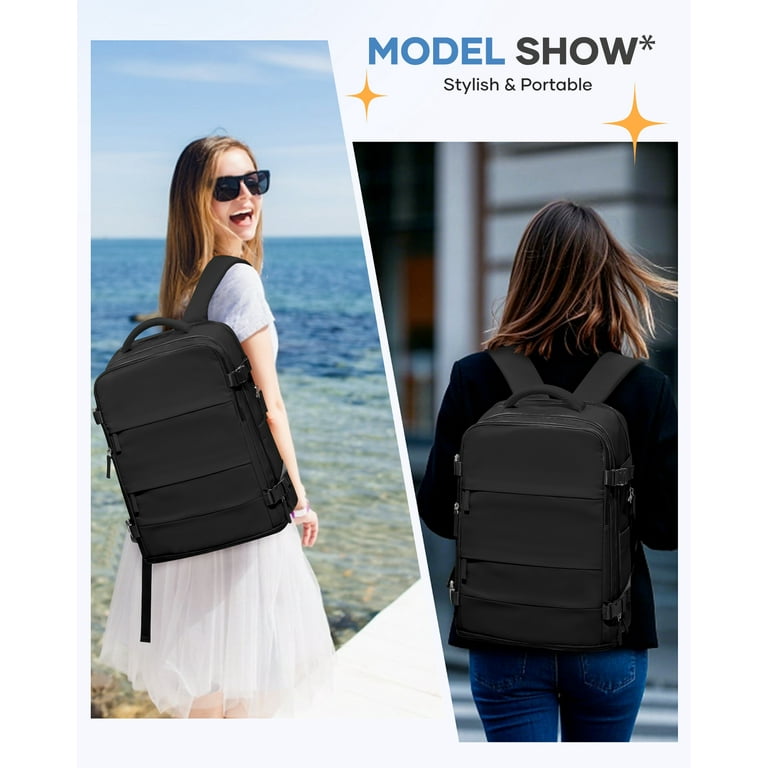 SYCNB Lightweight Water-Resistant Travel Backpack, Black photo 3