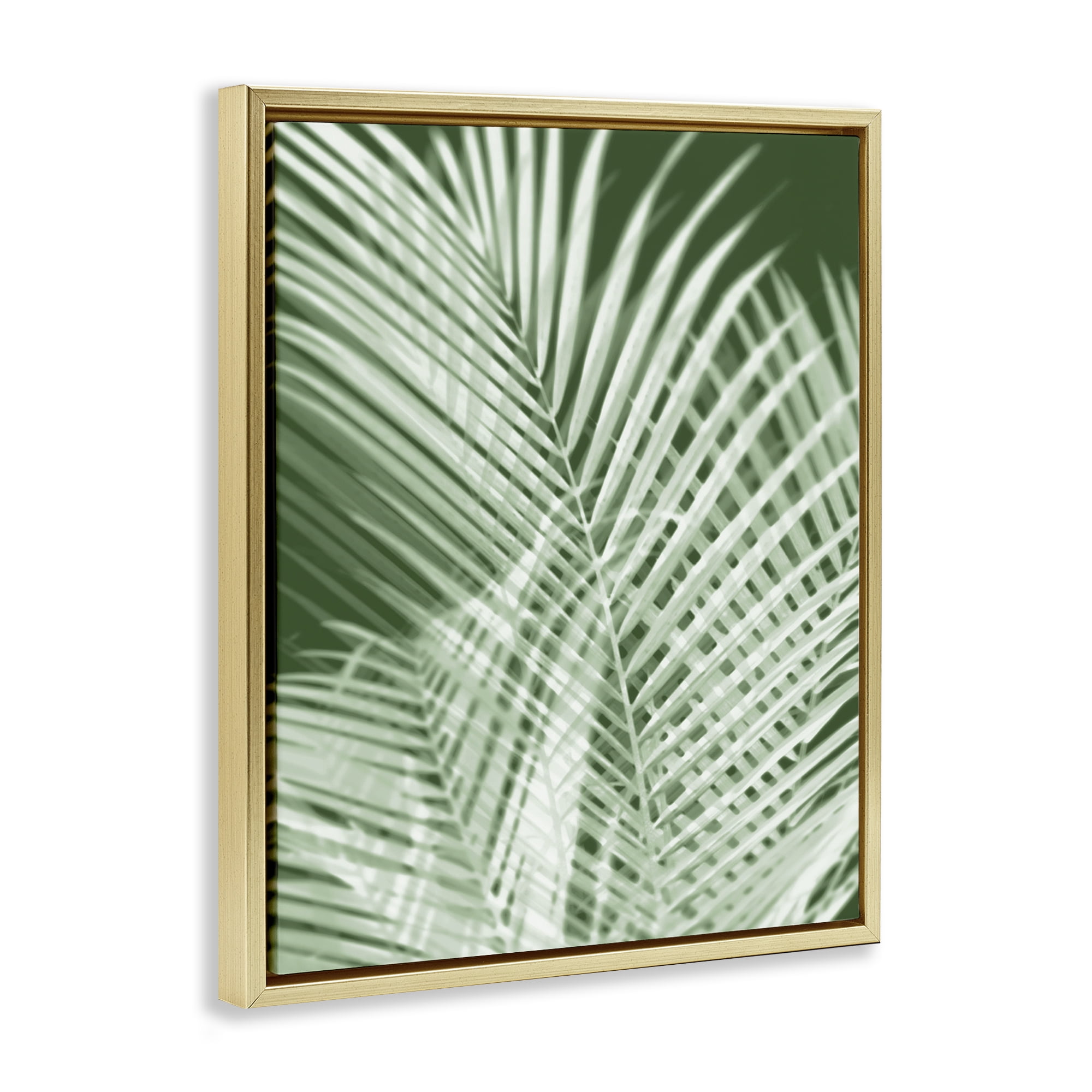 Stupell Industries Green Palm Leaves Botanical & Floral Painting Gold Floater Framed Art Print Wall Art, 25 x 31
