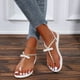 thumbnail image 4 of Zapatos casuales de moda de verano para la playa para mujer, pantuflas de tacón plano con lazo de cuentas de perlas, sandalias de Color sólido, chanclas Wmkox8yii  shjk7889, 4 of 9