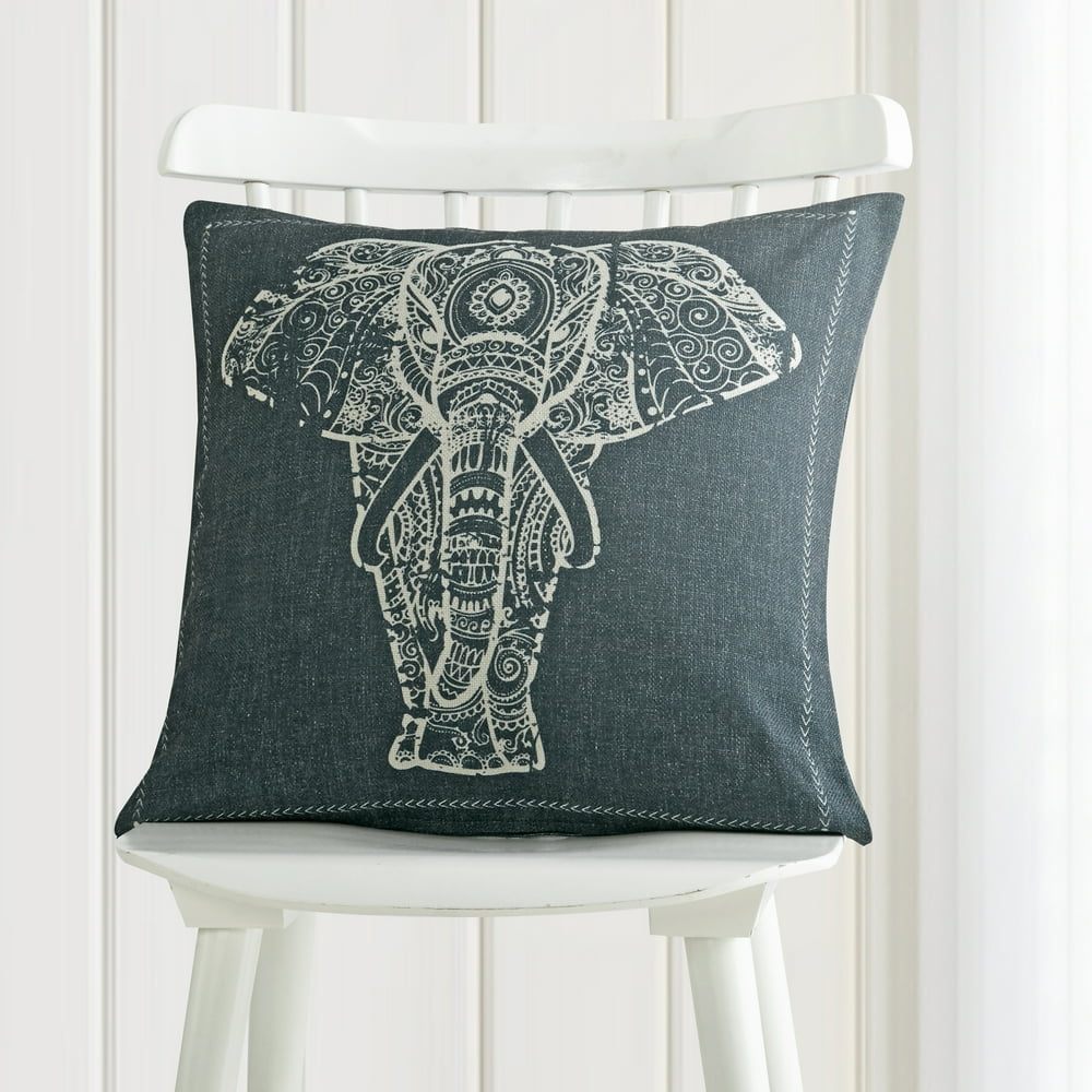 Mainstays Grey Boho Elephant Throw Pillow, Gray