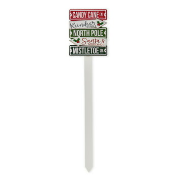 Holiday Time North Pole Directions MDF Yard Stake, 17"
