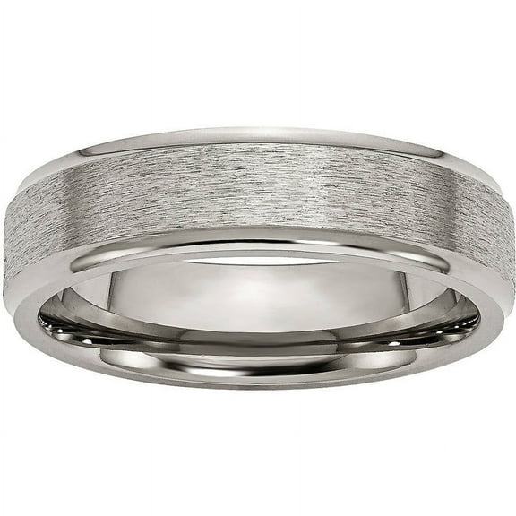 Titanium Ridged Edge 6mm Satin and Polished Band