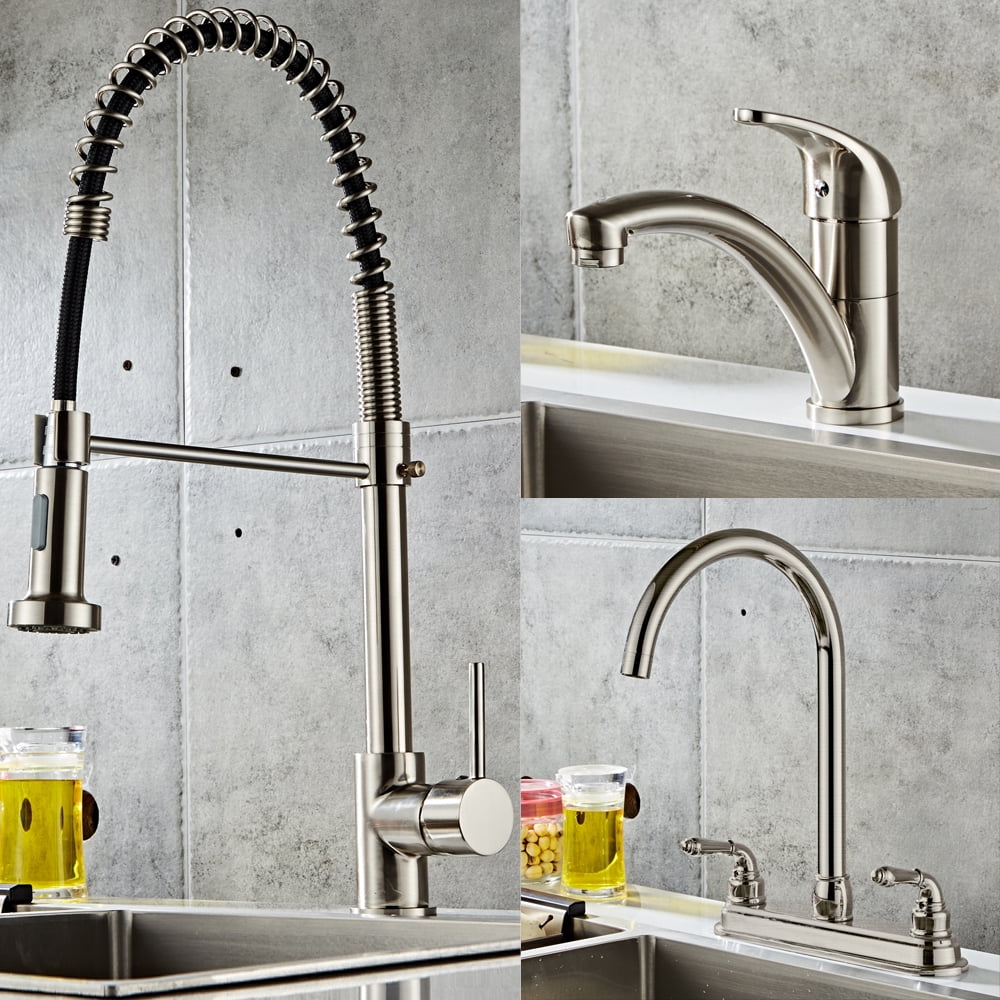 Kepooman Pull-Out Kitchen Sink Faucet with Sprayer, Swivel Spout, Chrome Kepooman Pull-Out Kitchen Sink Faucet with Sprayer, Swivel Spout, Chrome