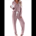thumbnail image 1 of Conjuntos de Pijama para Mujer, de Larga, con Botones, para Dormir, Pijamas Suaves, Conjuntos de Estar por Casa. Rosa XXL, 1 of 9