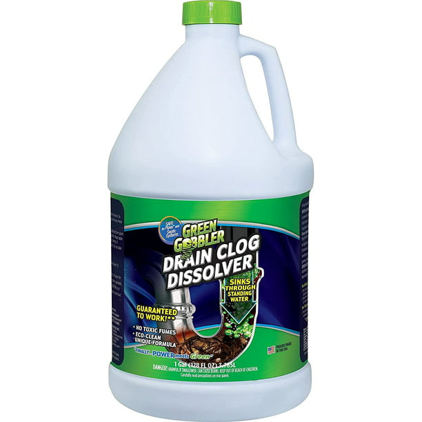 Green Gobbler Drain Clog Remover Toilet Dissolve Hair Grease From Clogged Toilets Sinks And Drains Cleaner Opener Works Within Minutes 128 Fl Oz Com - Best Drain Cleaner For Hair In Bathroom Sink