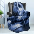 thumbnail image 4 of Nature Soft Flannel Fleece Throw Blanket, Majestic Sky View with Huge Rain Clouds All over the Sea and Vibrant Storm Rays Print, Cozy Plush for Indoor and Outdoor Use, 60" x 80", Blue, by Ambesonne, 4 of 5